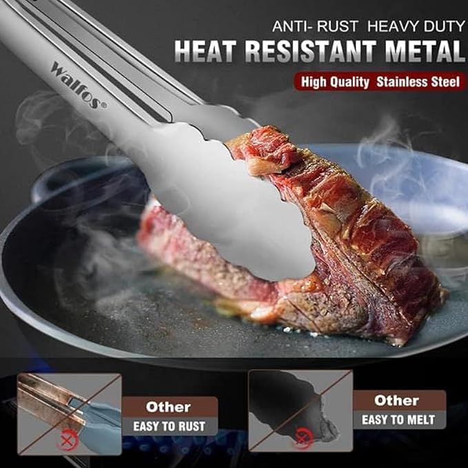 Tong for cooking, Walfos kitchen tongs set of 2 - Image 5