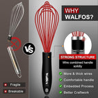 Walfos Whisk, Whisks for Cooking Non Scratch.Silicone Whisk Set of 4 Kitchen - Image 7