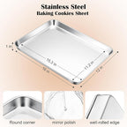 E-far Stainless Steel Baking Sheet, 16” x12” x 1” Baking Cookie Sheet Pan - Image 2