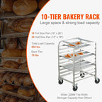 VEVOR 10-Tier Bun Pan Rack, Aluminum Racking Trolley Storage - Image 3