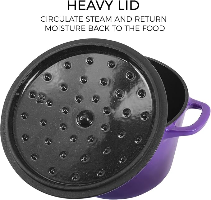 Flavehc Dutch Oven Pot with Lid 2.8 qt Cast Iron Dutch Oven - Image 3
