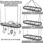 33” Hanging Pot Rack Ceiling Mount, Oval Pots and Pans Hanging Rack, Ceiling - Image 5