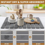 Stone Dish Drying Mats for Kitchen Counter, 23.6''x15.3'' Foldable Quick Dry - Image 3