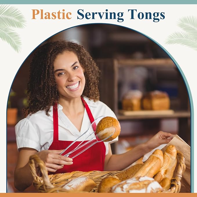 Tessco for you 100 Pcs Plastic Tongs for Serving Bulk, 9 Inch Plastic - Image 7