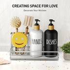 Moforoco Kitchen Dish Soap Dispenser Set, 16OZ Glass Bottle, Hand and Dish Soap - Image 5