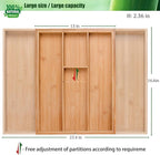 guiogc Bamboo Silverware Organizer, Expandable Kitchen Drawer Organizer and - Image 2