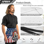 Server Apron with 3 Pockets, Waterproof Oil Waitress Waiter Half Apron - Image 6