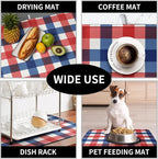 4th of July Dish Drying Mat Patriotic Buffalo Plaid Drying Mats - Image 7