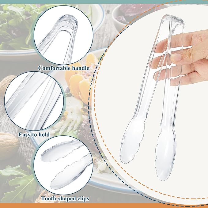 Tessco for you 100 Pcs Plastic Tongs for Serving Bulk, 9 Inch Plastic - Image 3