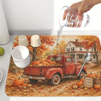 Fall Pumpkin Dish Drying Mat for Kitchen Counter Thanksgiving Autumn Harvest - Image 6