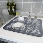 Flower Herbs Dish Drying Mat Wild Plant Dish Rack Mat - Image 6