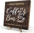 Coffee Bar Sign Plaque, Rustic Wooden Tabletop Plaque by DMADNF
