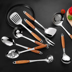 304 Stainless Steel Cooking Utensils Set, Solid Spoon, Skimmer Spoon, Spaghetti - Image 8