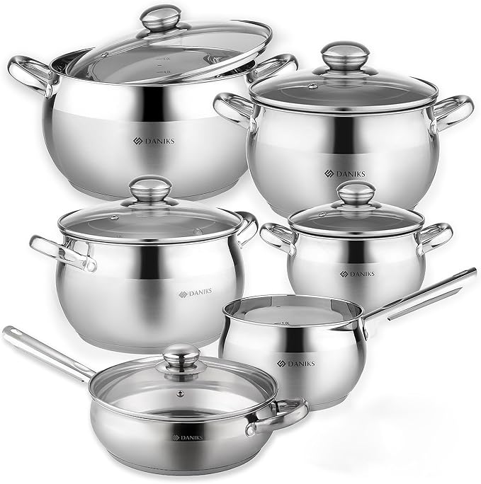 Daniks Classic 11-Piece Stainless Steel Cookware Set by Daniks