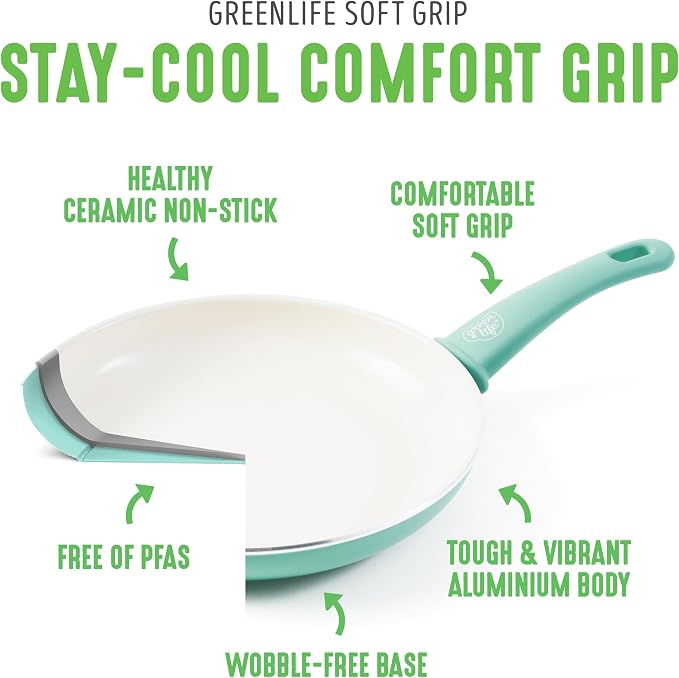 GreenLife Non Stick Fry Pan Set 7" & 10", Non-Toxic PFAS-Free Ceramic Skillet - Image 4