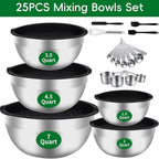WEPSEN Mixing Bowls Set, Large Nesting Bowls 7, Measuring Cups and Spoons - Image 9