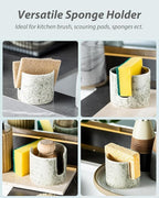 Zoeeker Kitchen Sink Sponge Holder, Dish Sponge Rack Ceramic Brush Holder - Image 4
