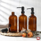 GMISUN Shampoo and Conditioner Dispenser, 3 Pack Amber Glass Bathroom Shampoo - Image 4