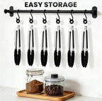 7-Inch Silicone Tongs Pack of 6, Small Stainless Steel Tongs - Image 5