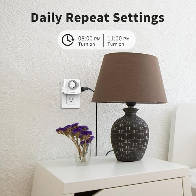 TiFFCOFiO Indoor Mechanical Outlet Timer, 3 Prong Timers - Image 5