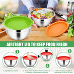 P&P CHEF Mixing Bowls with Airtight Lids Set of 5, 10-Piece Stainless Steel - Image 7