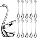 AnSaw Silver Small Coffee Spoon Holder Set, Swan Base by AnSaw