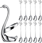 AnSaw Silver Small Coffee Spoon Holder Set, Swan Base by AnSaw