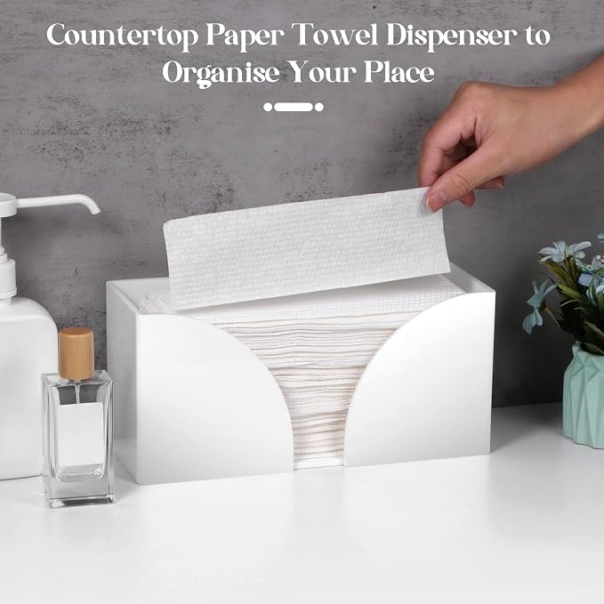 2PCS White Paper Towel Dispenser Countertop, AcrylicPaper Towel Holder - Image 2