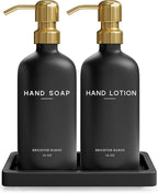 Luxury Glass Soap and Lotion Dispenser Set by BrighterBarns