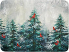 Pine Tree Dish Drying Mat for Kitchen Countertop Red Bird Dishes Mats Winter by Giwawa