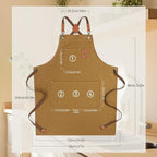 Chef Aprons for Men Women with Large Pockets, Cotton Canvas Water Repellent - Image 2