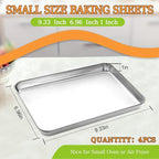 4 Pieces Baking Sheet Pan Tray, CEKEE Stainless Steel Small Cookie Sheets - Image 7