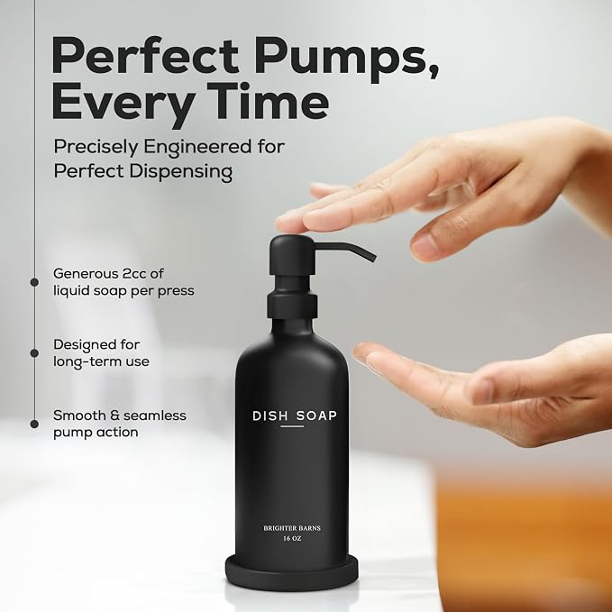 Black Glass Dish Soap Dispenser - Image 4