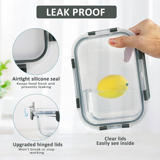 Glass Meal Prep Containers, Glass Food Storage Containers, Airtight lunch - Image 3