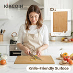 Kikcoin Bamboo Cutting Boards for Kitchen, 2XLarge Wood Cutting Board - Image 5