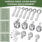 EWFEN Measuring Cups and Spoons Set, 7 Stainless Steel Nesting Measuring Cups & - Image 2