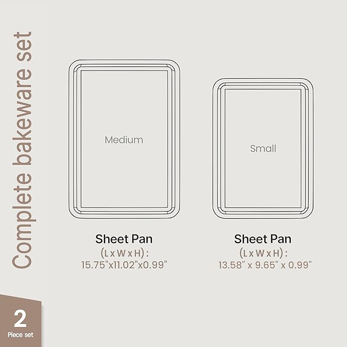 Diamond Bottom Cookie Sheet Set of 2, Nonstick Gray Marble Carbon Steel Baking - Image 2
