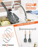 Pack of 2 Silicone Spatula, Non Stick Cooking Utensil Set Wooden Handle Kitchen - Image 5