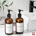 GMISUN Amber Glass Soap Dispenser, 2 Pack Bathroom Hand Soap Dispensers - Image 4