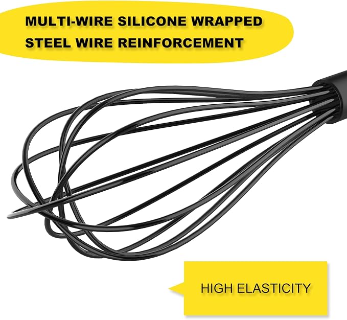 NileHome Silicone Whisk 10" Kitchen Whisk Kitchen Wisk Wire Whisks - Image 3