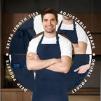 Adjustable Bib Apron 100% Polyester Kitchen Aprons Waterdrop Resistant Aprons - Image 4