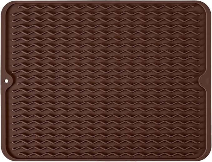 Silicone Dish Drying Mat, Non-Slip Easy Clean Sink Mat Large Heat-resistant by MODENGKONGJIAN