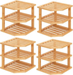 VERTORGAN 3 Tier Bamboo Corner Shelf, Dish Drying Rack, Plate Organizer by VERTORGAN
