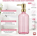GMISUN Pink Soap Dispenser Bathroom, 1 Pack Glass Dish Soap Dispensers - Image 3