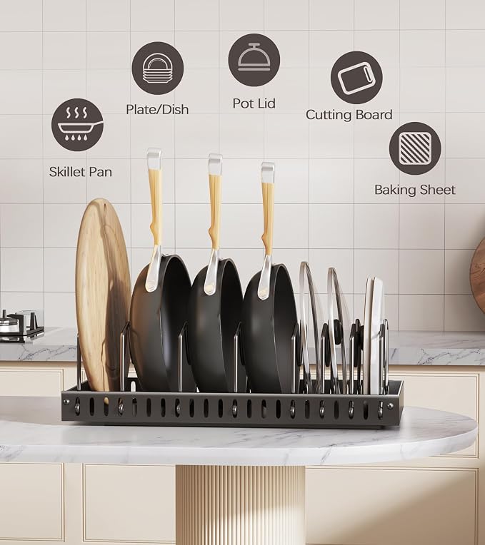 Lozovin Pull Out Pots and Pans Organizer Under Cabinet, Sliding Lid Holder and - Image 6