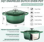TeamFar Enameled Cast Iron Dutch Oven - 3QT Small Dutch Oven Pot - Heavy Duty - Image 2