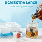 Large Ice Cube Trays 2 Pack, Easy Release 2.4" Super Big Ice Cubes, Stackable - Image 2