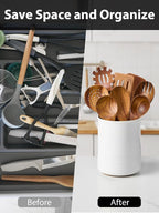 ABRUTY Utensil Holder, 6.7" Ceramic Kitchen Utensil Crock - Image 5