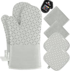 KEGOUU Oven Mitts and Pot Holders 6pcs Set, Kitchen Oven Glove High Heat by KEGOUUOvenMitt