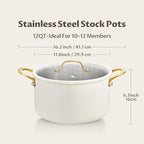 BEZIA Large Stainless Steel Stock Pot, 12 Quart Large Cooking Pot - Image 8